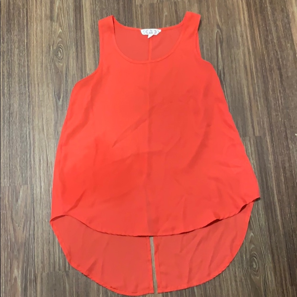 Sheer Red High-Low Tank Top